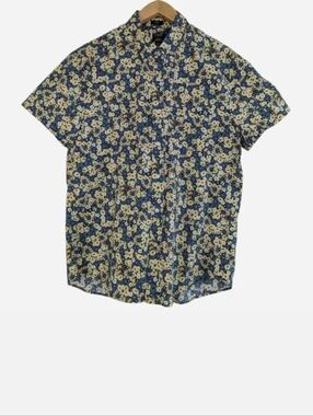 J.Crew Flex Washed Slim Fit Ditsy Floral Short Sleeve Button-Down Shirt Large